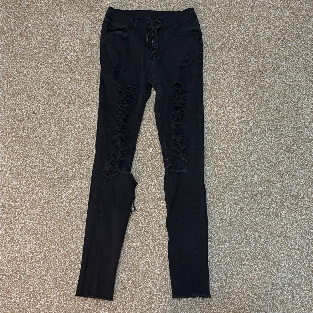 Black Distressed Skinny Jeans